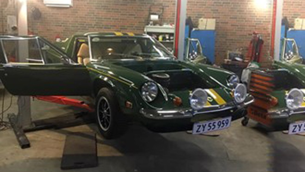 Chris Larsens Lotus Europa Twin Cam er under forberedelse til Rallye Monte Carlo Classic 2022
(Foto: rallypics.dk / Viggo Johansen)